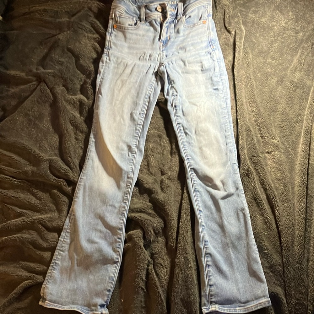 AE medium wash bootcut jeans